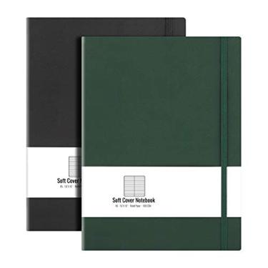 Imagem de Caderno pautado universitário B5 (pacote com 2) - Caderno de composição grande AHGXG 19,3 x 25,4 cm com papel pautado grosso de 100 g/m², total de 408 páginas numeradas, preto e verde