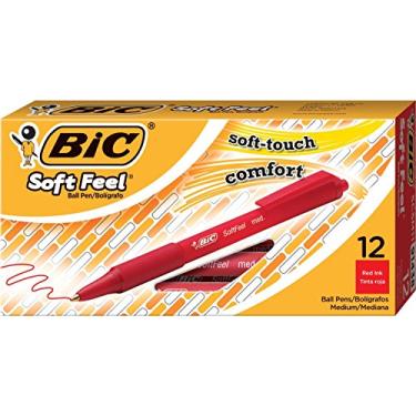 Imagem de Caneta esferográfica retrátil BIC Soft Feel, ponta média, vermelha, 12 ct BIC SCSM11RD