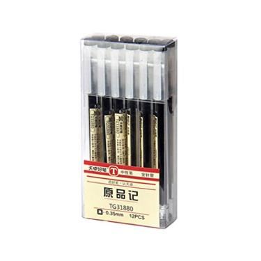 Imagem de Giant Star 12 Canetas de Tinta Gel Preta Extra-Finas, 0,35 mm, 12PCS