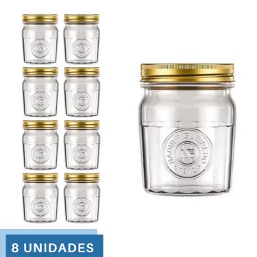 Imagem de 8 Pote Americano Mantimento Café Vidro Vintage 500ml Nadir