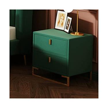 Imagem de Mesas Laterais de Cama Mesa de Cabeceira Quarto Armário de Canto Sala de Estar Gabinete Lateral de TV Gaveta Dupla Quadrada Mesas de Cabeceira para Quarto (Cor: Verde)