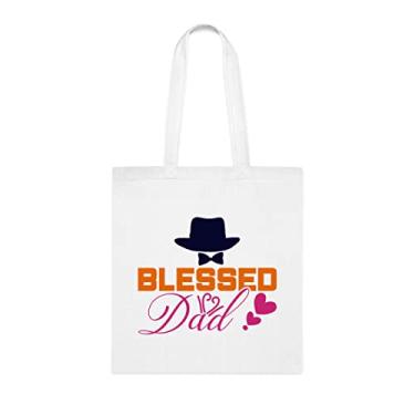 Imagem de Bolsa tote papai, sacola Blessed Dad, presente para papai presente para papai, bolsa de ombro papai, bolsas reutilizáveis para papai, presente para papai da filha favorita, filho e filhos, Branco