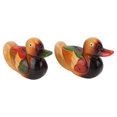 Imagem de ornamento de pato est¨¢tuas de patos de madeira,Est¨¢tuas de madeira de pato mandarim, pintados ¨¤ m?o pintura duradoura est¨¢tua de p¨¢ssaro jardim, para casa p¨¢tio gramado casa, Est¡§¡étuas de madeir