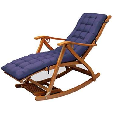 Imagem de Cadeira de balanço reclinável de bambu cadeira dobrável para adultos cadeira de cochilo para casa cadeiras legais cadeira de idoso cadeira de descanso para almoço (cor: cadeira + tapete) pequena surpresa
