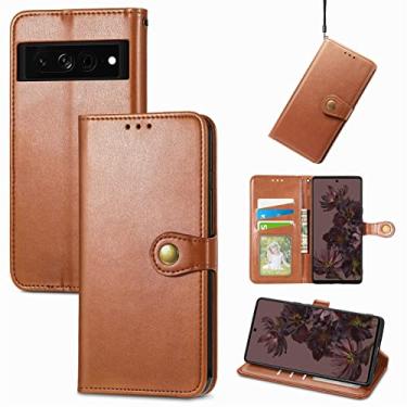 Imagem de YUNCHAO Caixa de telefone Para Google Pixel 7 Pro 5G Retro Solid Color Buckle Leather Case capa para celular