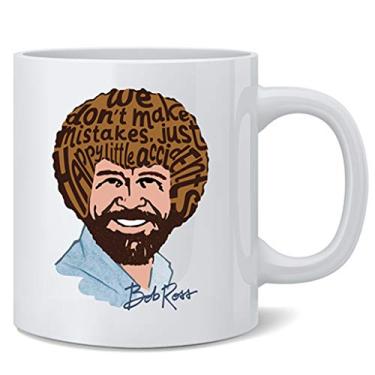 Imagem de Caneca Bob oficialmente licenciada Ross We Dont Make Erakes Just Happy Accidents Word Art Cool Motivacional Retrô Estilo Vintage Energia Positiva Cerâmica Caneca de Café Xícara de Chá Divertida Novidade Presente 355 ml