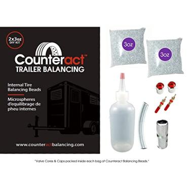 Imagem de Counteract DIYTK3-2 Kit de contas de equilíbrio de pneu/roda faça você mesmo – Reboque, Caminhão leve, motocicleta, (2) sacos de contas DIY de 85 g, (2) tampas de válvula e núcleos, (1) removedor de núcleo, garrafa injetora