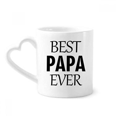 Imagem de Caneca de café cerâmica Best Papa Ever com citação de Dia dos Pais Copo de coração de vidro