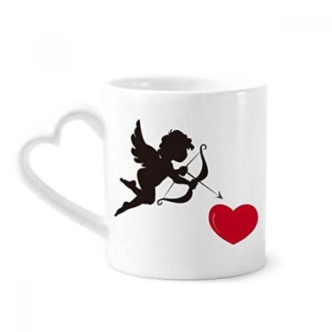 Imagem de Caneca com estampa de coração vermelho anjo cupido caneca café cerâmica copo de coração de vidro
