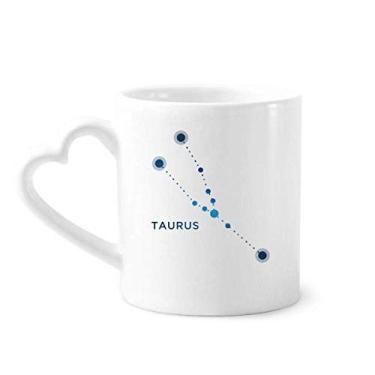 Imagem de Caneca de café cerâmica com signo do zodíaco da constelação de touro copo de coração de vidro