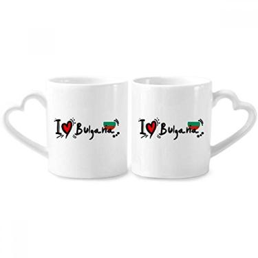 Imagem de I Love Bulgana Word Flag Love Heart Illustration Couple Porcelain Mug Set Ceramic Lover Cup Heart Handle