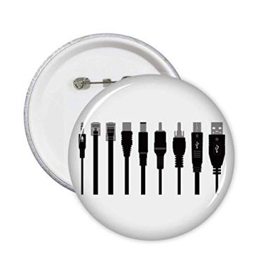 Imagem de Cabo de carregamento preto pinos padrão crachá botão emblema acessório decoração 5 peças