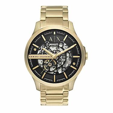 Imagem de Relógio masculino AX Armani Exchange automático com pulseira de couro, silicone ou aço inoxidável, Ouro, automático, Relógio Automático