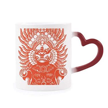 Imagem de Caneca Peking Opera Red Gongtongguan com corte de papel sensível ao calor Caneca vermelha que muda de cor