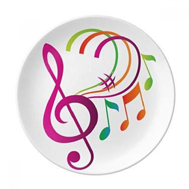 Imagem de Music Notation Prato decorativo de porcelana verde laranja rosa Prato de jantar