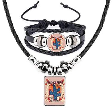 Imagem de Suculentas Cacto em Vaso de Couro para Colar, Conjunto de Joias