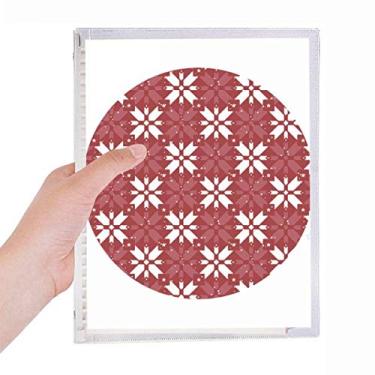 Imagem de Decoração de Natal Caderno Padrão Branco Vermelho Folhas Soltas Diário Recarregável Diário Papelaria