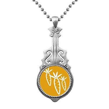 Imagem de OFFbb-USA Pingente de corpo de cenoura feliz com expressão vegetal, joia com pingente de música para guitarra