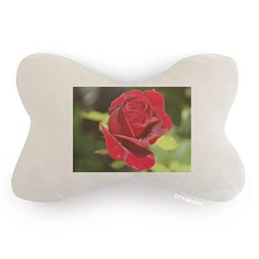 Imagem de DIYthinker Almofada para decoração de pescoço com rosas vermelhas escuras, decoração de carro, almofada para encosto de cabeça