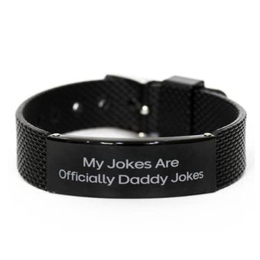 Imagem de SpreadPassion Bracelete sarcástico de malha de tubarão preto, My Jokes are officially Daddy Pikes, presente para pai, novos presentes de Son Daughter