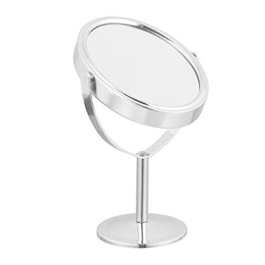 Imagem de minkissy Espelho de mesa espelho dupla face espelho de mão espelho de mesa espelho de mesa espelho de mesa mesa de pé livre espelho de vaidade suporte espelho espelho maquiagem prata moldura espelho elipse