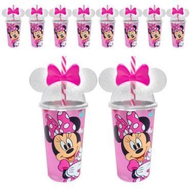 Imagem de Kit 10 Copos Shake Minnie Rosa Decoração Sacola Surpresa de Aniversári