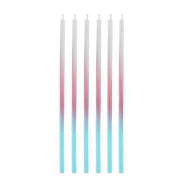 Imagem de Vela Palito Dégradé Rosa e Azul Candy 15 cm - 1 unidade Pct. c/ 6 unds