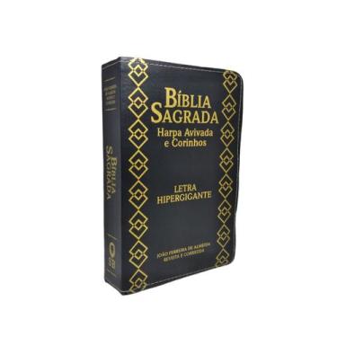 Imagem de Bíblia Sagrada Letra Hipergigante Harpa Coros Capa Luxo Pentecostal