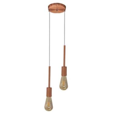 Imagem de Luminária Pendente Lustre Infinite 21Cm Rose Gold Duplo + Led ST64 - I