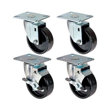 Imagem de Kit 4 un roda rodízio giratório freio polipropileno 3 pol - AJAX