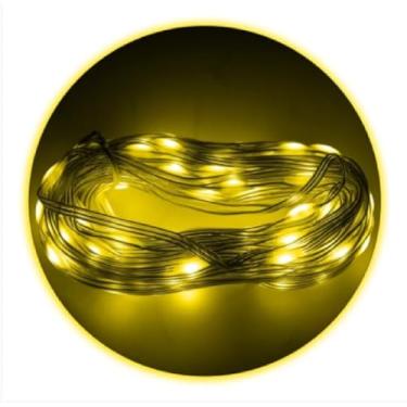 Imagem de Led Pisca Linha Com 30 Metros Lâmpadas Tomada A Prova D'Água 8 Modos Natal Ano Novo (Amarelo)