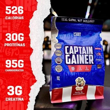 Imagem de Captain Gainer 3Kg Massa Hipercalorico Under Labz Com Creatina e 30g d