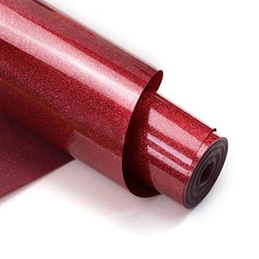 Imagem de HTVRONT Vinil De Transferência Térmica Com Glitter Vermelho - 30 Cm X 3 M Para Passar A Ferro Em Camisas, Design Rolo Htv