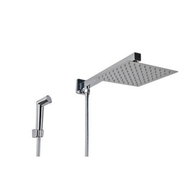Imagem de Ducha Inox 304 20 cm c/ Chuveirinho de Mão em ABS com Trava - AMG Meta