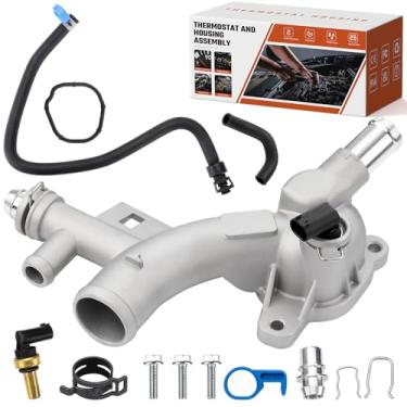 Imagem de Caixa de refrigeração de saída de água de alumínio 902-846 com mangueira de refrigerador de óleo, apto para Chevy Cruze Sonic Trax Buick Encore 1.4L 2011-2020 Substitui 25193922