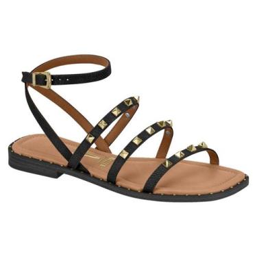 Imagem de Sandália Vizzano Rasteira Feminina Spikes Dourados Conforto Tiras -, P