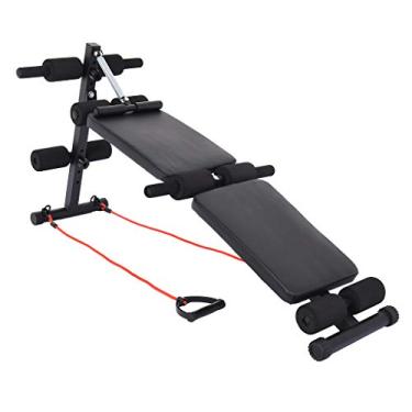 Imagem de LMJYU Banco dobrável com halteres, banco de peso ajustável com cordão, banco de fitness utilitário para treino de corpo inteiro, supino dobrável para exercícios físicos e exercícios em casa