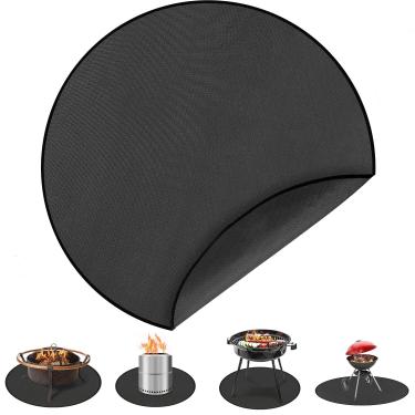 Imagem de Zisqerts Tapete de grelha à prova de fogo de 47,2 polegadas, tapete de churrasco externo de dupla face, protetor de deck resistente ao calor à prova d'água para gramado de pátio, compatível com