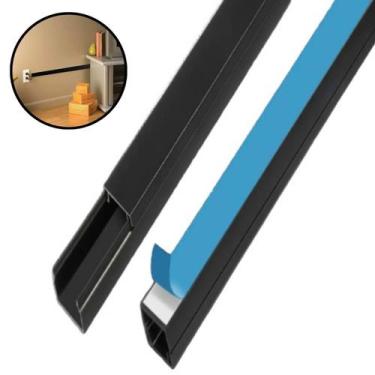 Imagem de Kit 2 Canaleta Pvc Preta 1m Cada Fita Adesiva Fame 20mm