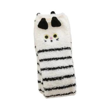 Imagem de Meias Femininas Confortáveis E Felpudas Acima Do Joelho, Com Desenhos 