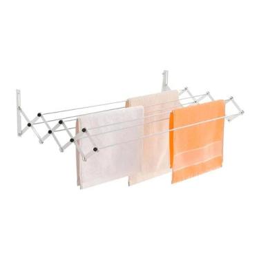 Imagem de Varal Sanfonado de Parede Retrátil em Aço Reforçado branco - Maxeb