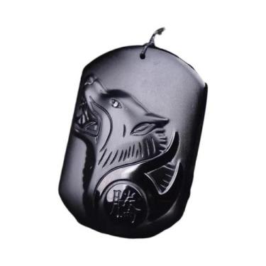 Imagem de Colar Masculino Vintage Com Pingente De Obsidiana Dragão Do Zodíaco Am