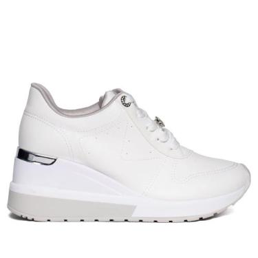 Imagem de Tênis Feminino Via Marte Anabela Napa Branco/Prata, Branco, Prata, 36