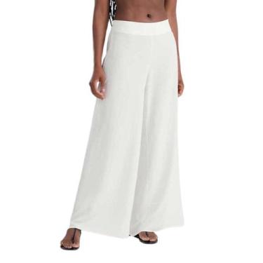 Imagem de Saída de Praia Calça Pantalona Feminina She Elegante Viscose, Off whit