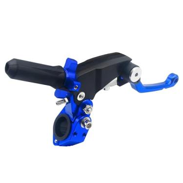 Imagem de JXPANG Alça de embreagem dobrável universal de alumínio 360° de liga de alumínio de 22 mm com assento de montagem para motocicleta, esportes urbanos, mini motos, scooter, quadriciclo (azul)
