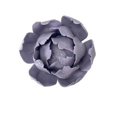 Imagem de Botão de flor de peônia, arte de parede de flores de cerâmica de 8 cm, decoração de arte de parede de flor artificial 3D, escultura de parede feita à mão, decoração de parede de flor de porcelana para