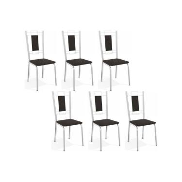 Imagem de Kit 6 Cadeiras Sala Jantar Florença C005 6 Un Cromada/Preto 110 - Kappesberg