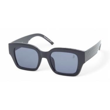 Imagem de Óculos de Sol Casual Polo London Club Feminino, design Quadrado com Lente Proteção UV400 - Kit contém Case Couro ECO (Preto brilho)