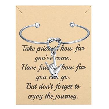 Imagem de FUSTMW Chaveiro com pingente de língua de sinais I Love You, joias ASL, presentes de conscientização de surdos, presente de intérprete de idiomas (pulseira ASL), Prata, 6 7 inch