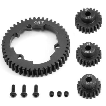 Imagem de Hardened Steel 46T 1 Mod Spur Gear with 18T Motor Pinion Gear for 1/5 X-Maxx 1/7 XO-1 1/10 Maxx/E-Revo 2.0 VXL Upgrade Part, Replace of #6447